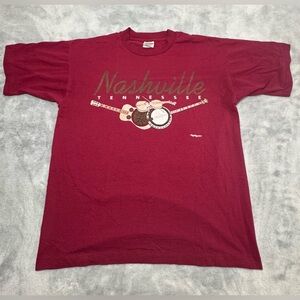 VINTAGE SINGLE STITCH TEE LARGE NASHVILLE TENNESSEE FRUIT OF THE LOOM BEST BANJO